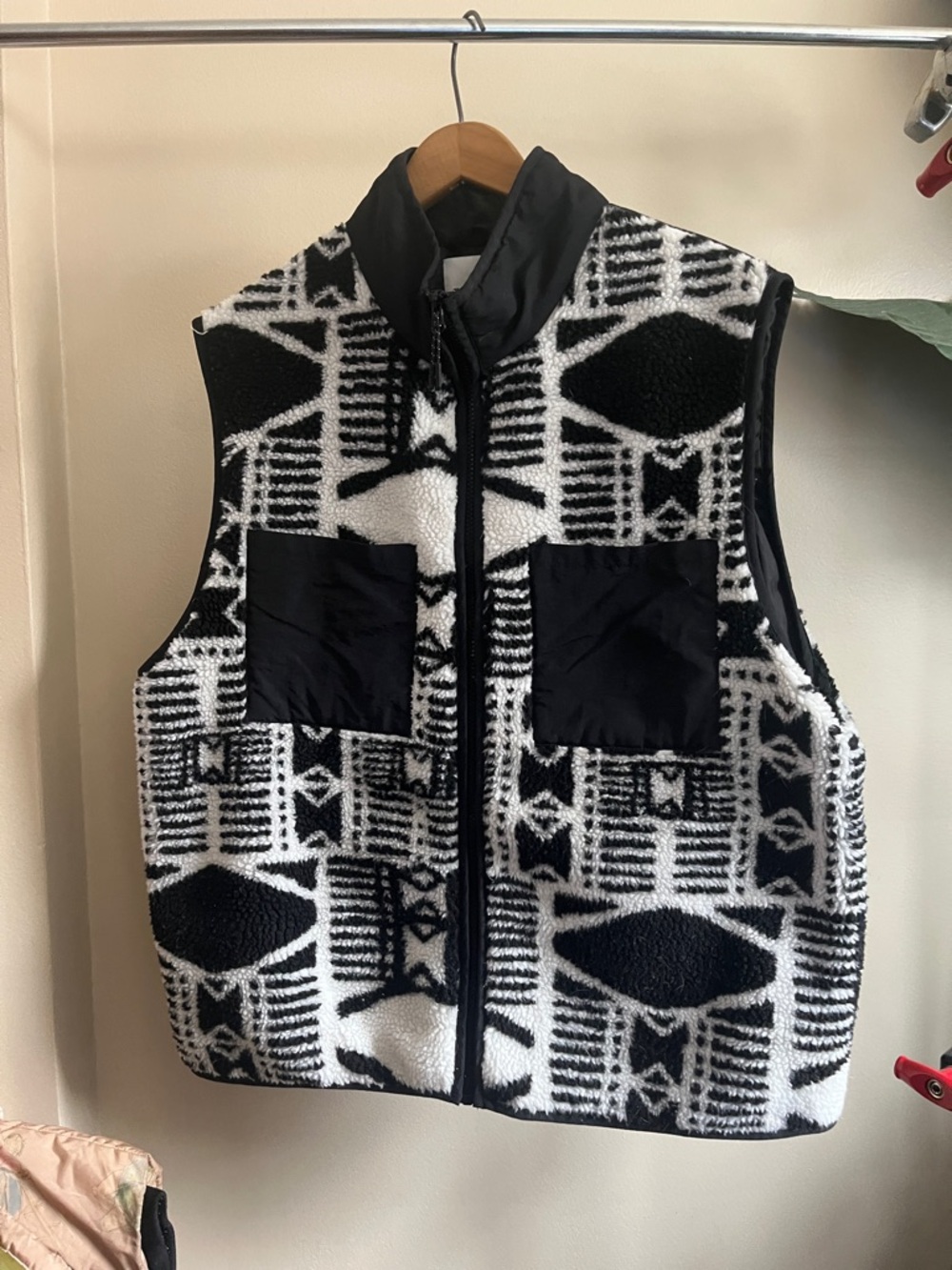 Topman Faux Sherpa Vest! wacky pattern alert